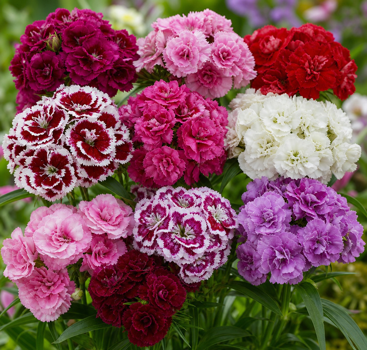 Dianthus barbatus fl. pl. nanus 'Pinocchio'<p>DWARF DOUBLE SWEET WILLIAMS</p>